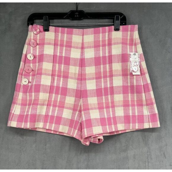 Anthropologie Maeve Tweed Plaid Shorts Size 8 Higb Rise - Picture 3 of 9